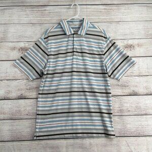 Nike Golf Dri Fit Striped Polo Shirt Men's‎ Size Small White/Blue/Gray/Orange